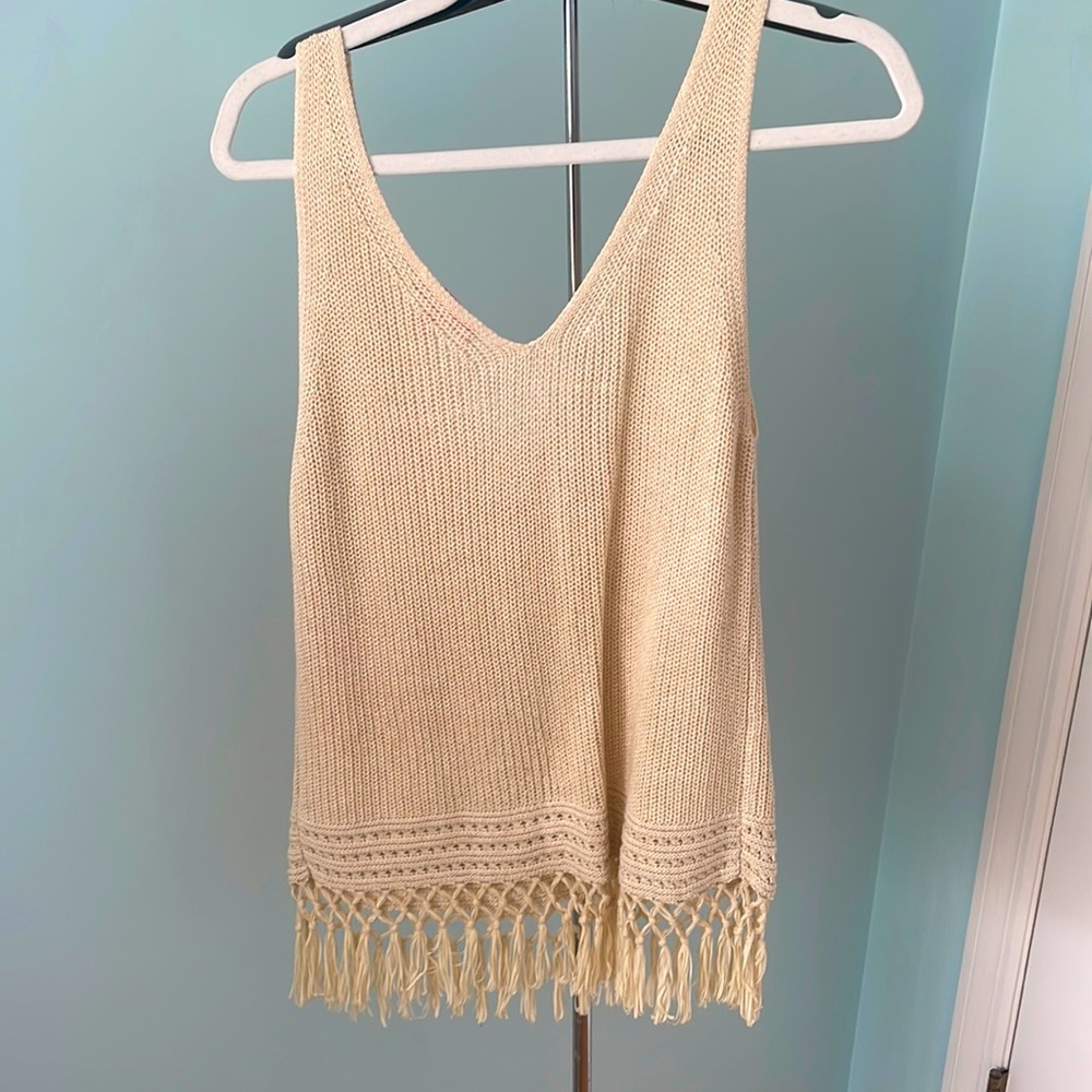 Lilly Pulitzer long gold fringe shirt size small